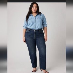 Levi's Women's 414clasic Straight Plus Size Dark Blue Jeans